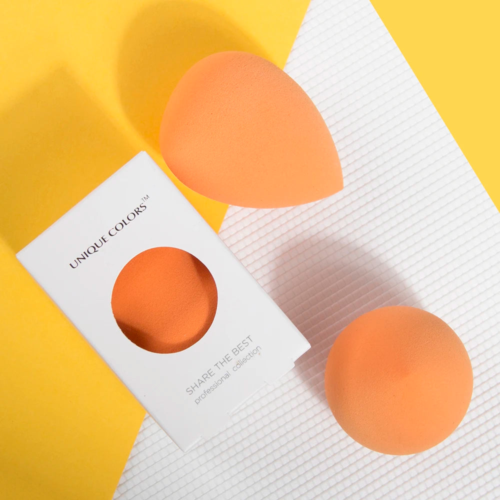 Custom LOGO Teardrop Latex Free Washable Powder Puff Cosmetic Make up Sponge Orange Blender Beauty Makeup Sponge