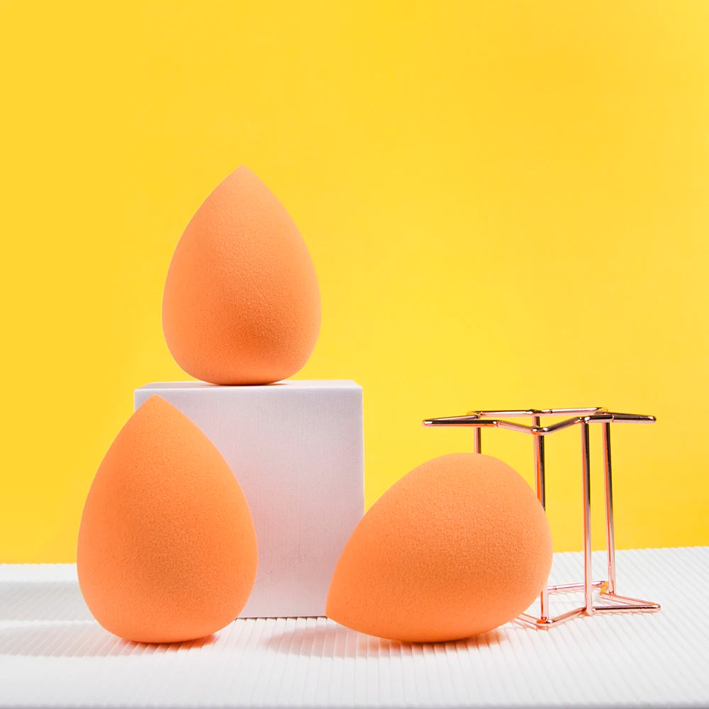 Custom LOGO Teardrop Latex Free Washable Powder Puff Cosmetic Make up Sponge Orange Blender Beauty Makeup Sponge