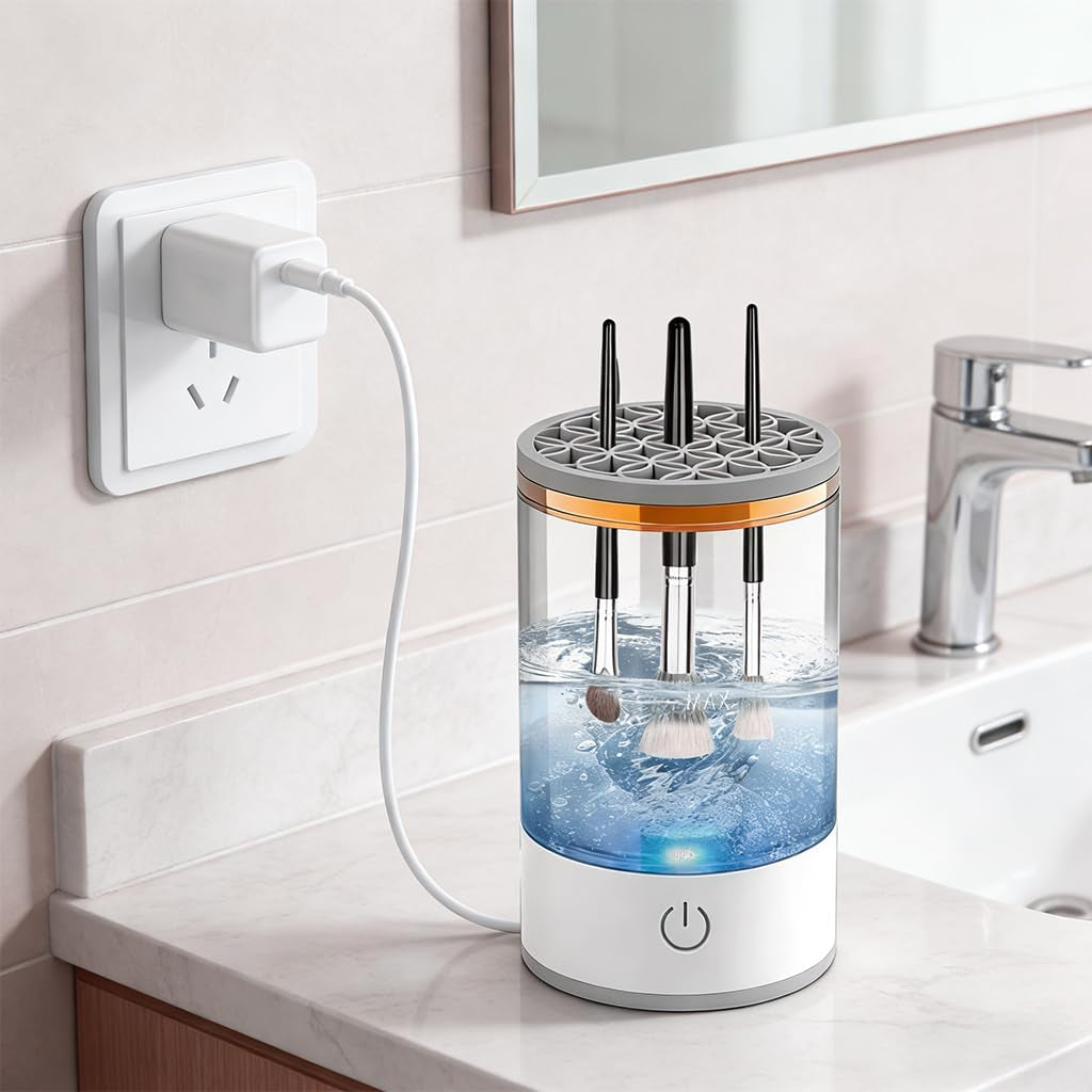 3 in 1 Electric Makeup Brush Cleaner Machine,Automatic Makeup Brush Cleaner Electric,Cleaning Tool,Cosmetic Brushes Cleaners,For Deep Cleaning (White)